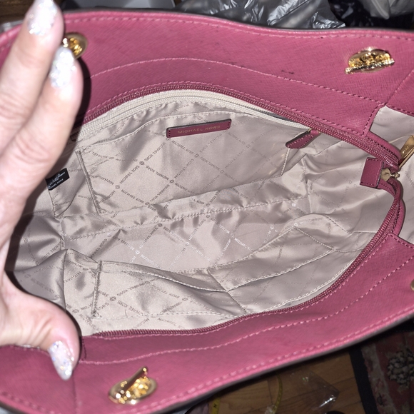 Michael Kors Plum Shoulder Bag with Gold Accents - Picture 12 of 16